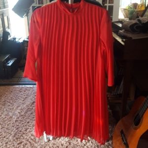 NWT Red Pleated Mod-Inspired Dress